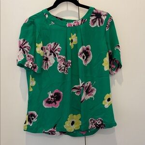 J. Crew Green Floral Blouse
